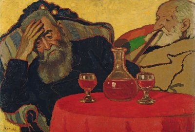 My Father with Uncle Piacsek Drinking Red Wine by József Rippl Rónai